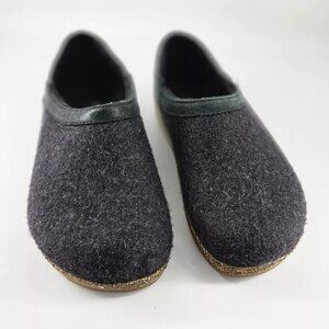 Haflinger GRIZZLY Charcoal Gray Wool Slip On Clogs Slippers Closed Women's 37/7